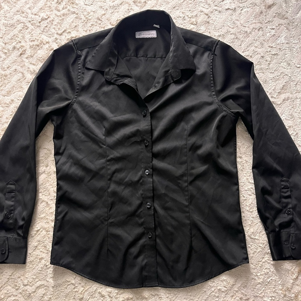 Siliteelon luxury Black satin  Dress Shirt designed in Paris
